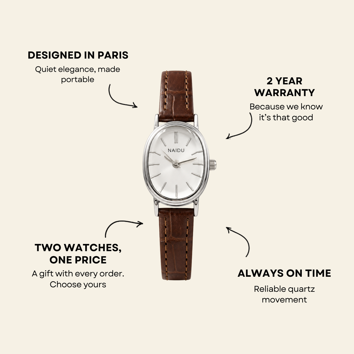 Madeleine Watch Cognac | Sanlez
