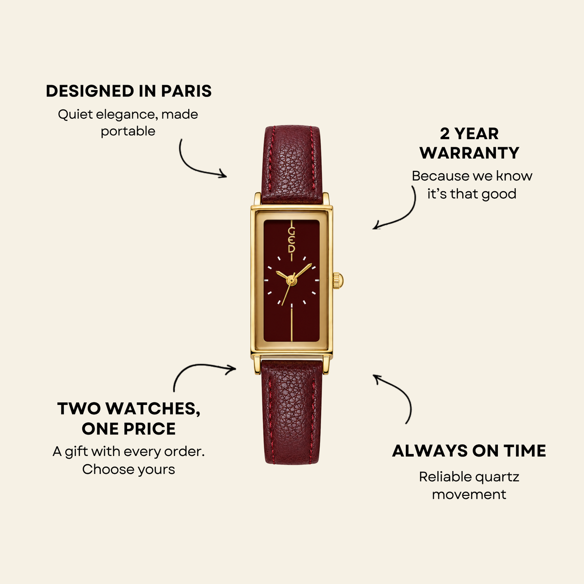 Montaigne Watch Burgundy | Sanlez
